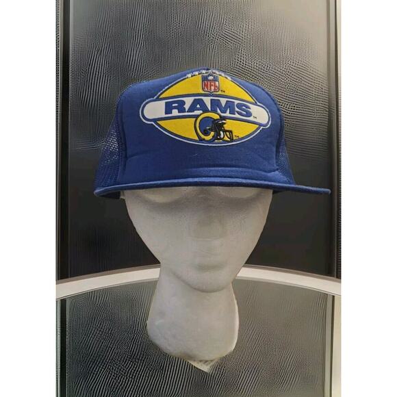 VTG St. Louis LA Rams Drew Pearson Headwear Mesh Trucker Snapback Hat Cap NFL - Picture 1 of 8